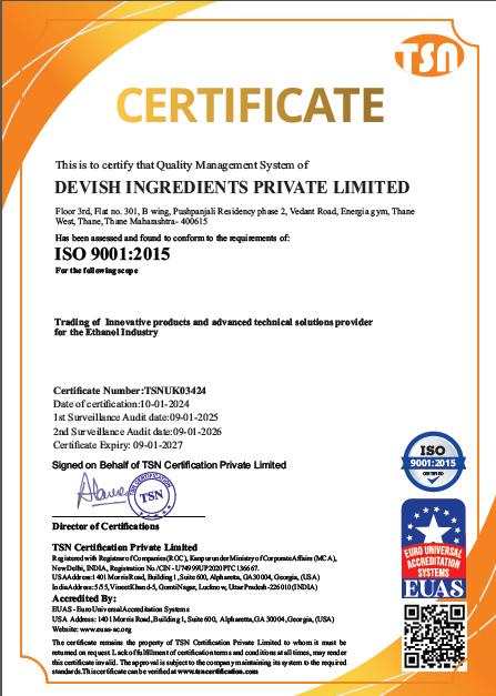 Devish ISO 9001:2015 Quality Management Certificate